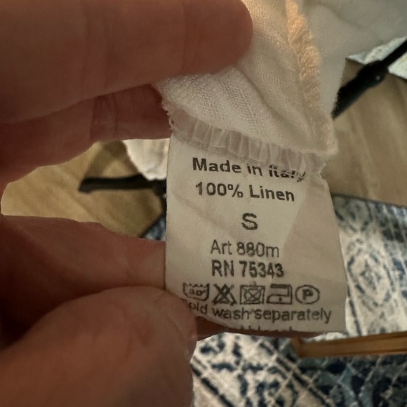 Women’s Terzo Millennio Made in Italy White Linen Blouse Top Size Small - Picture 9 of 9